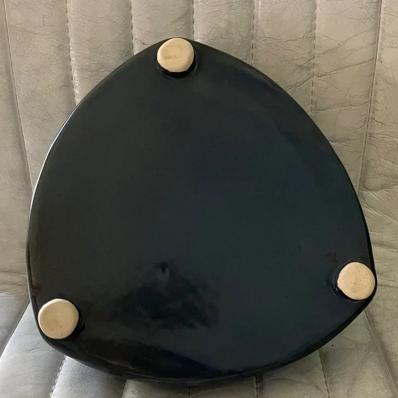 Handcrafted Blue Rounded Triangular Stoneware Bowl - Picture 9 of 17